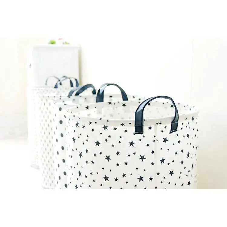 

1 Piece Foldable Laundry Basket in Cotton and linen for Kids Portable Durable Organizer Storage Basket Storage ( star pattern )