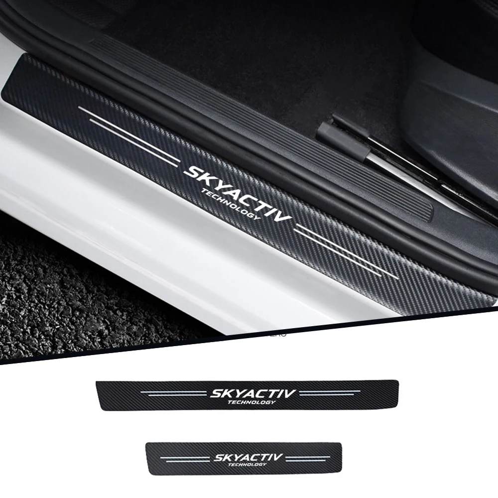 

4 шт., автомобильные наклейки на пороги из углеродного волокна