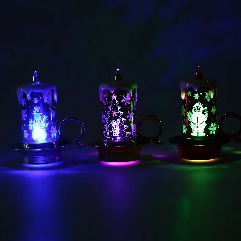 1 шт. беспламенная Мерцающая Светодиодная свеча разноцветная Рождественская