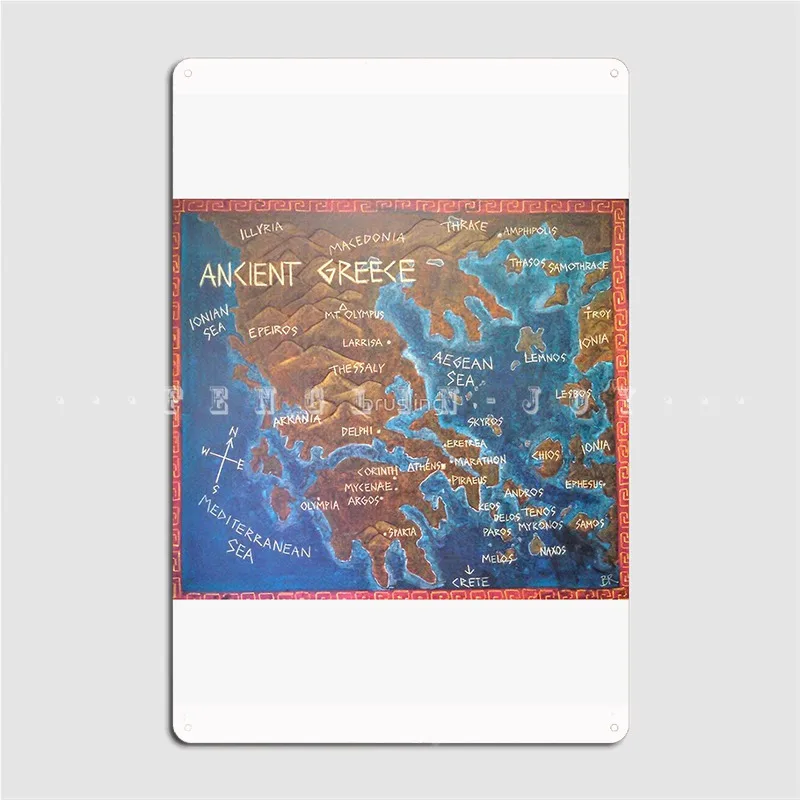 

Map Of Ancient Greece Poster Metal Plaque Cinema Kitchen Pub Garage Funny Plaques Tin Sign Poster
