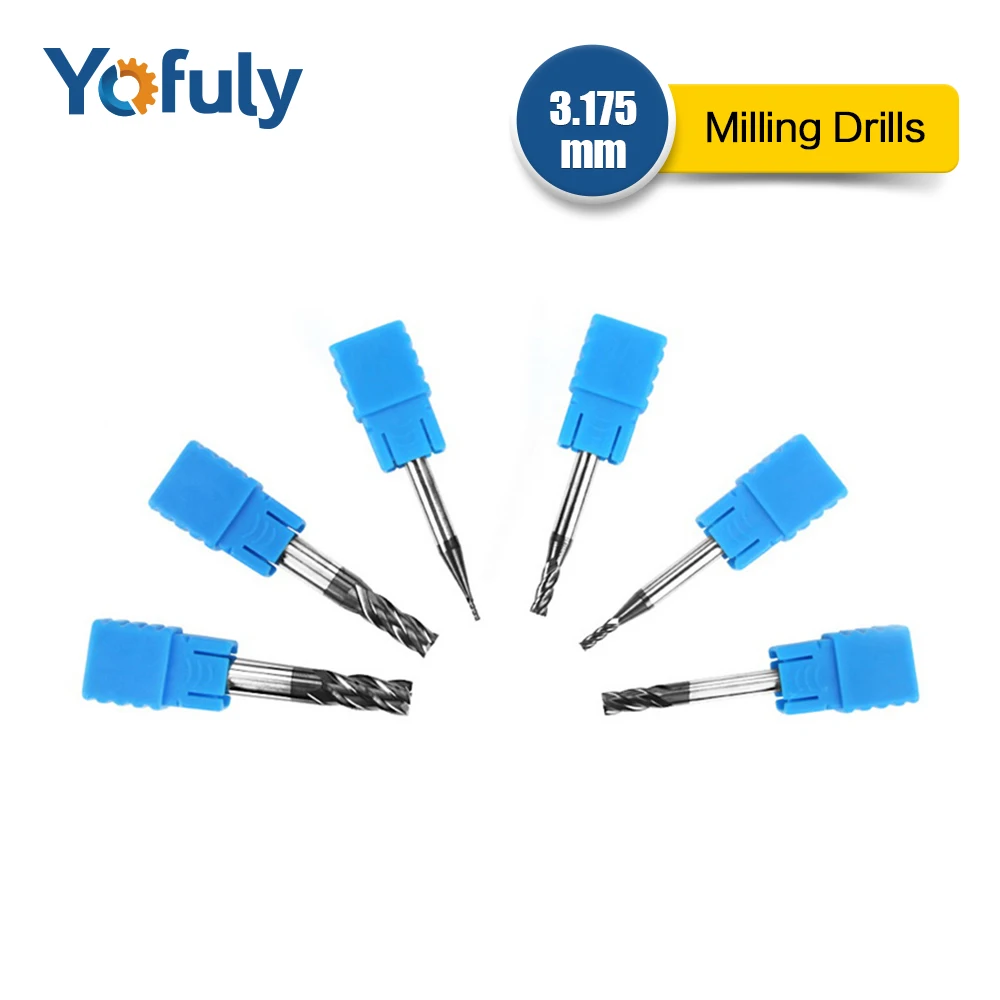 6 шт. 3 175 мм Фрезерные фрезы Торцевая из сплава вольфрамовой стали