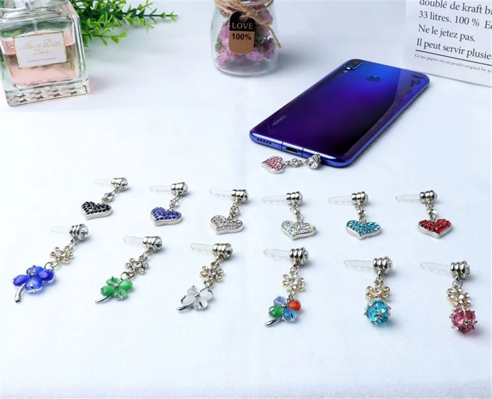 Antipolvo para auriculares de 3 5 мм con diamantes imitación Iphone samsung y enchufe Универсальный мобильный телефон