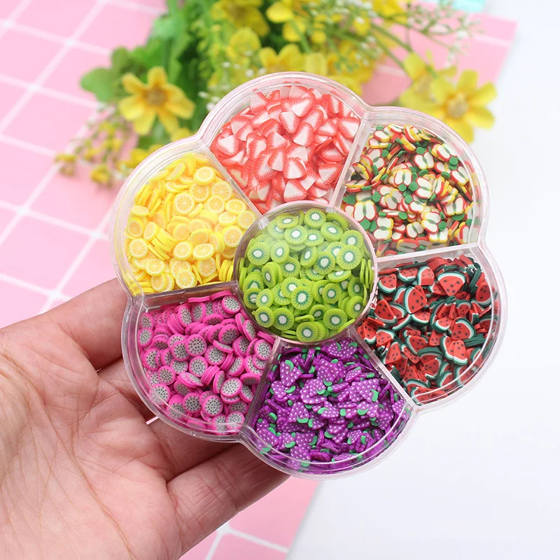 1 коробка Fimo полимерный фруктовый кусочек горячей глины разбрызгивает для рукоделия слайм материал аксессуары DIY искусство ногтей поддельные украшения торта 5*1 мм