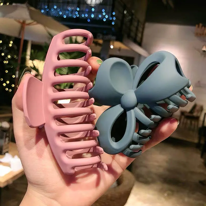 1Pc Korean Solid Big Hair Claws Elegant Frosted Acrylic Clips Hairpins Barrette Headwear for Women Girls Accessories |