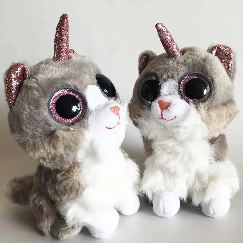

Ty Beanie Boos Furry Warm Brown Super Cute Big Eyes Unicorn Cat Shiny Pink Eyes Collection Birthday Gift Children Plush Toy 15cm