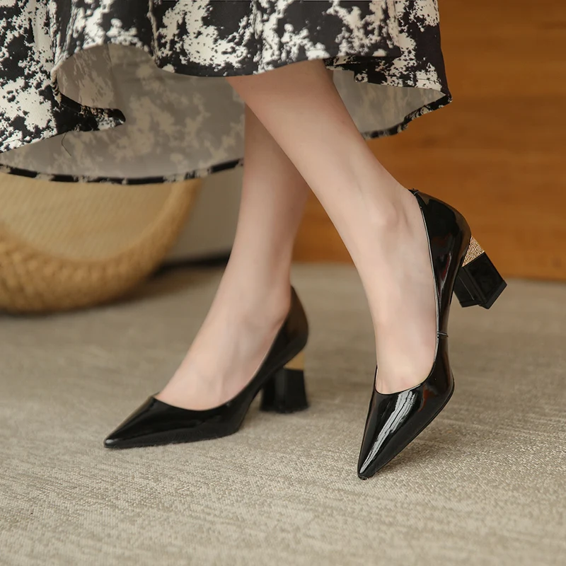 

MoonMeek 2021 Genuine Leather High Heels Shoes Summer Shallow Pointed Toe Ladies Party Dress Shoes Fashion Women Pumps