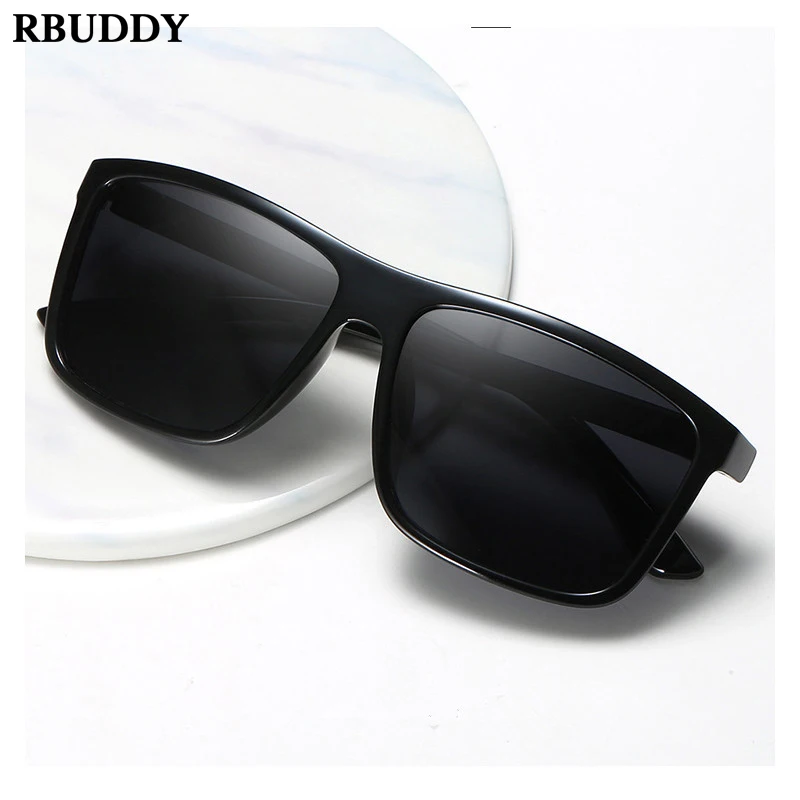 Мужские поляризованные солнцезащитные очки RBUDDY черные классические квадратные