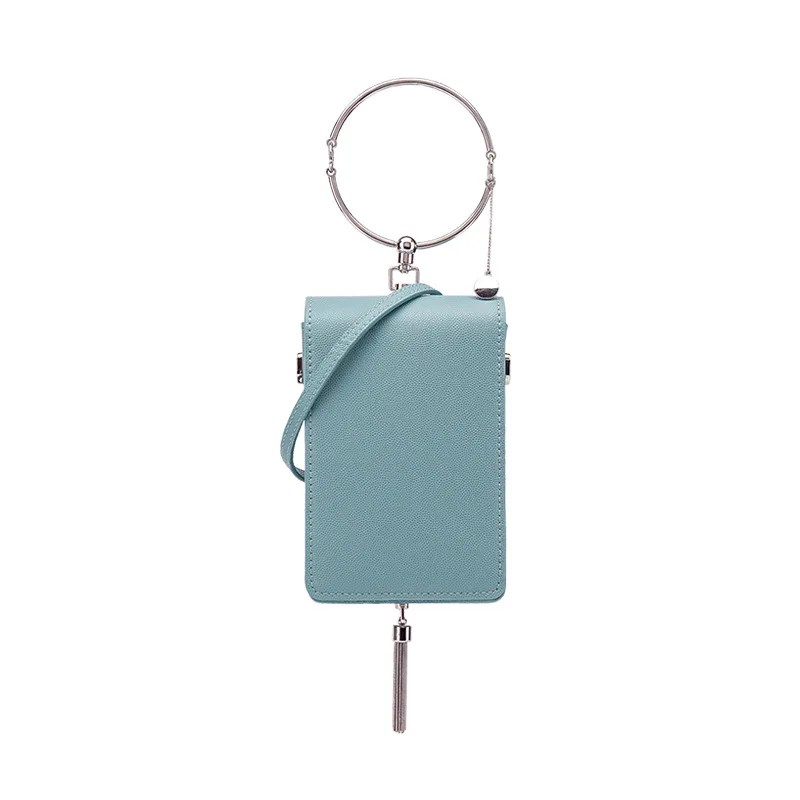 

Bag female 2021 new mobile phone bag Korean fashion One Shoulder Messenger Bag bead piece small square bag tassel female bag