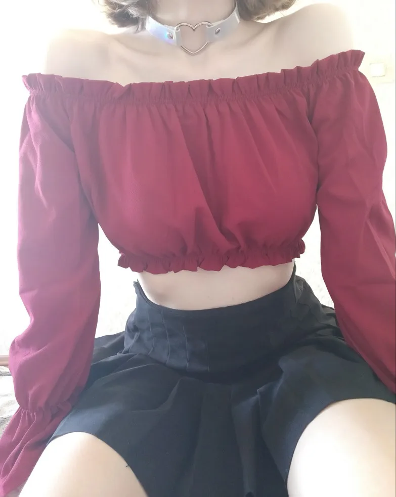 Женские рубашки в Корейском стиле хлопковая одежда с вырезом лодочкой и длинным