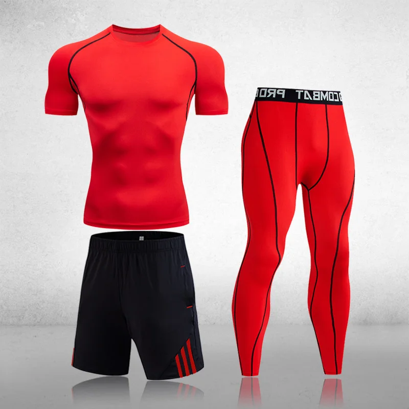 

New winter thermal underwear suit men's quick-drying long-sleeved + short-sleeved suit men's thermal fitness underwear set