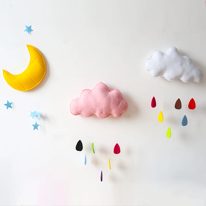6 + 1 Милый Мультфильм Облако украшение стены плюшевая подушка Капля воды наклейки
