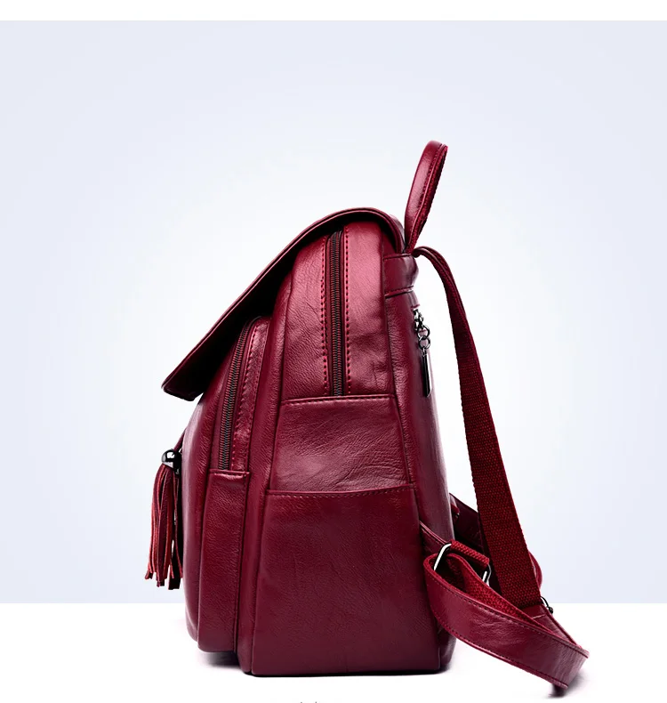 Модный женский рюкзак Mochilas из овечьей кожи с кисточками, Женская дорожная сумка, рюкзаки, школьные рюкзаки для девочек-подростков
