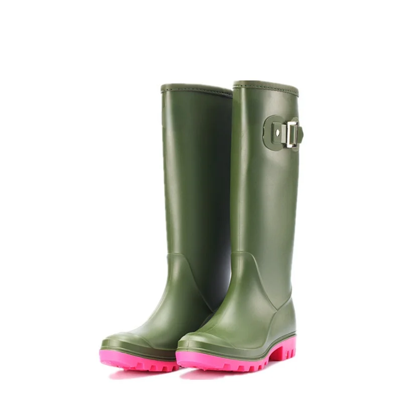 

2021 Rubber Rainboots Women's Rain Boots Waterproof Matte Knee-High Wellies Wellington Boots for Garden Work Boots 41