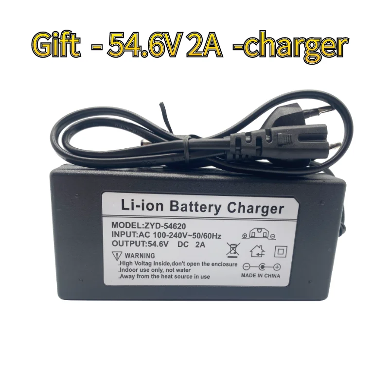 

Free shipping 48V 99999mAh 1000w 13S3P 18650 lithium ion battery pack for54.6v electric bicycle scooter with BMS+54.6V 2ACharger