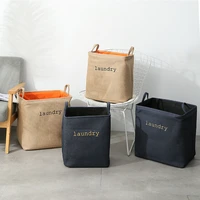 ins large capacity storage shopping bag denim dirty clothes basket toy fabric cotton linen box with printed letters shopping bag