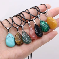 drop shaped necklace natural tiger eye stone agate topaz opal rose quartz pendant necklace for ms party wedding jewelry gift