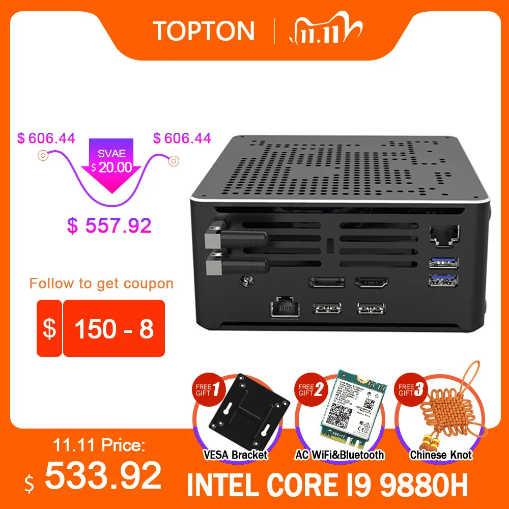 Игровой мини ПК Intel i9 10980HK i7 10750H Windows 10 2 Lans Настольная компьютерная система * DDR4 M.2 AC