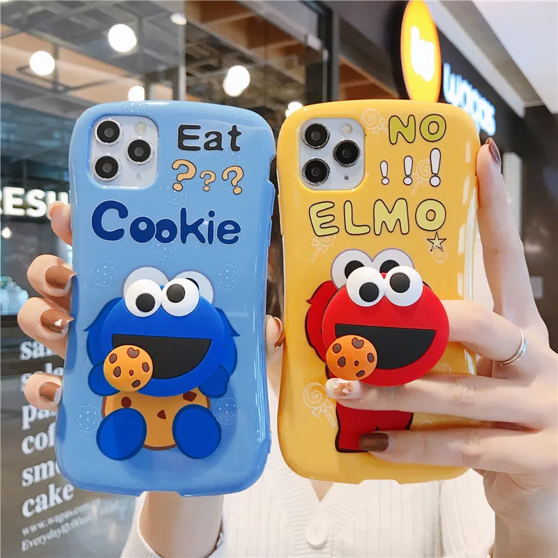 

3D Cute Cartoon Cookies ELMO Sesame Street Silicone Soft Phone Case For Iphone X XR XS MAX 6s 7 8 Plus 11 Pro Max Coque Cover