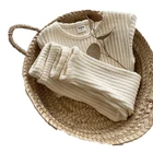 Осенне-зимний комплект одежды для маленьких мальчиков и девочек, рубашка в рубчик и штаны, комплект детской одежды из 2 предметов