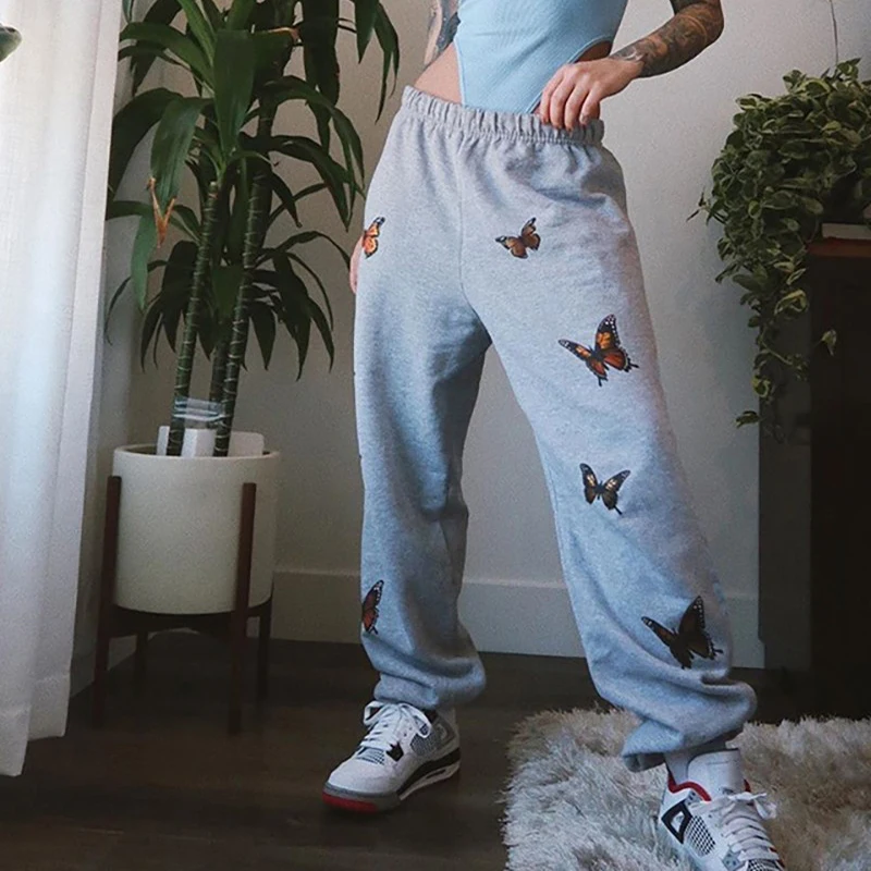 

Streetwear Butterfly Print Sweatpants Women Baggy High Waist Pants Fashion Joggers Sweat Pants Women Workout Pantalon