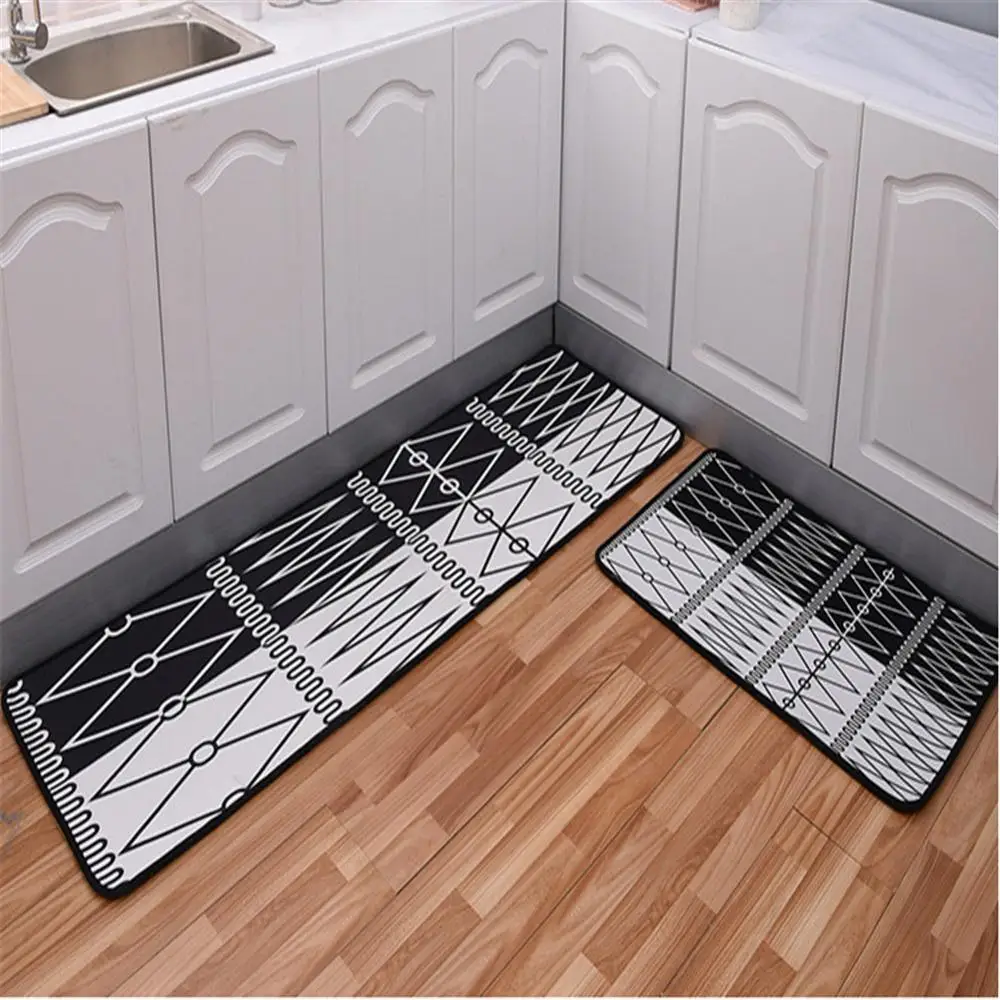 Черные Геометрические черно-белые черные Пантеры кухонный Ковер Напольный