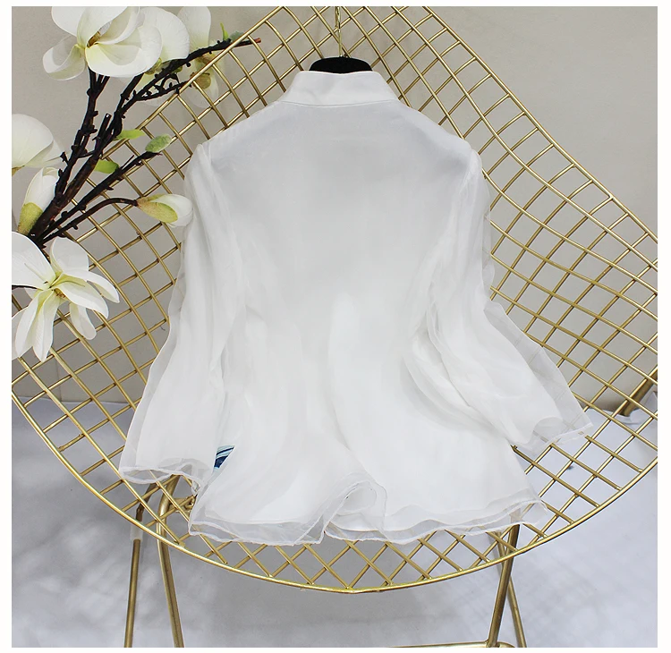 Китайская рубашка, традиционная китайская блузка, qipao Топ, шифон, длинный рукав, женские топы, чонсам, кружевная вышивка, блузка для девушек
