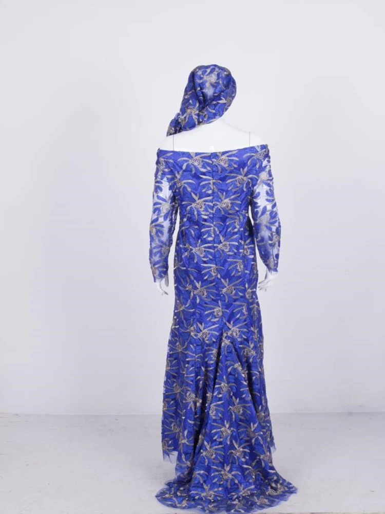 Африканские кружевные платья для женщин Bazin Riche вышитые длинные русалки размера