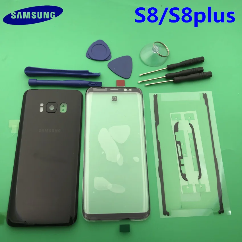 Передний экран стекло объектив samsung Galaxy s8 edge G950 S8 plus G955 Задняя крышка батареи задняя крышка корпус с клеем