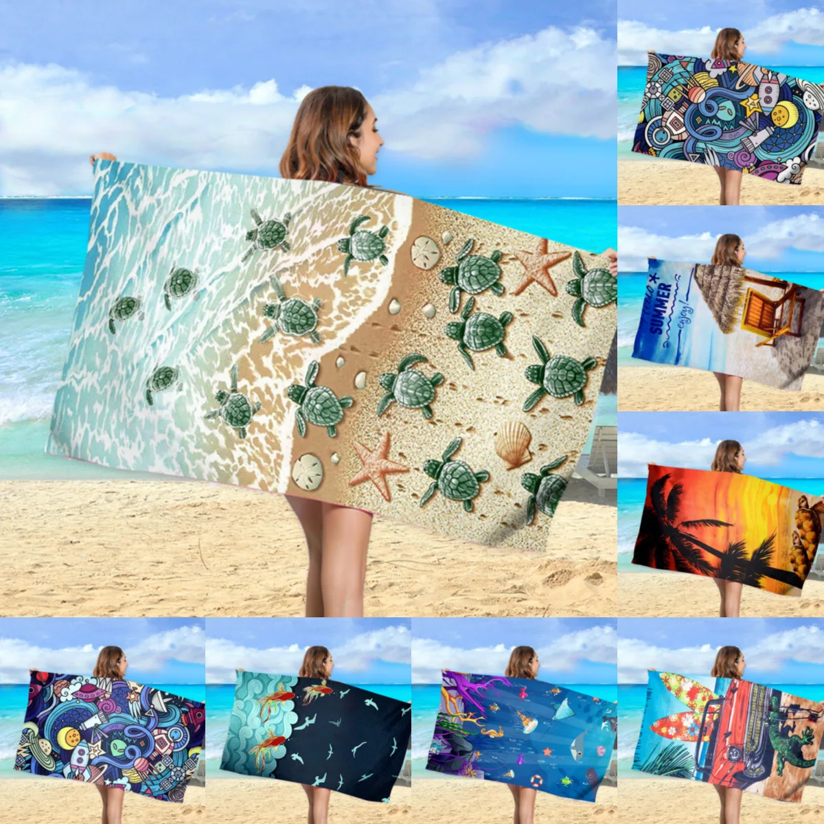 

Sand Free quick dry beach towel Microfiber Bath Towels Beach cushion Swimming personalized Ocean Animal Fashion Beach towels
