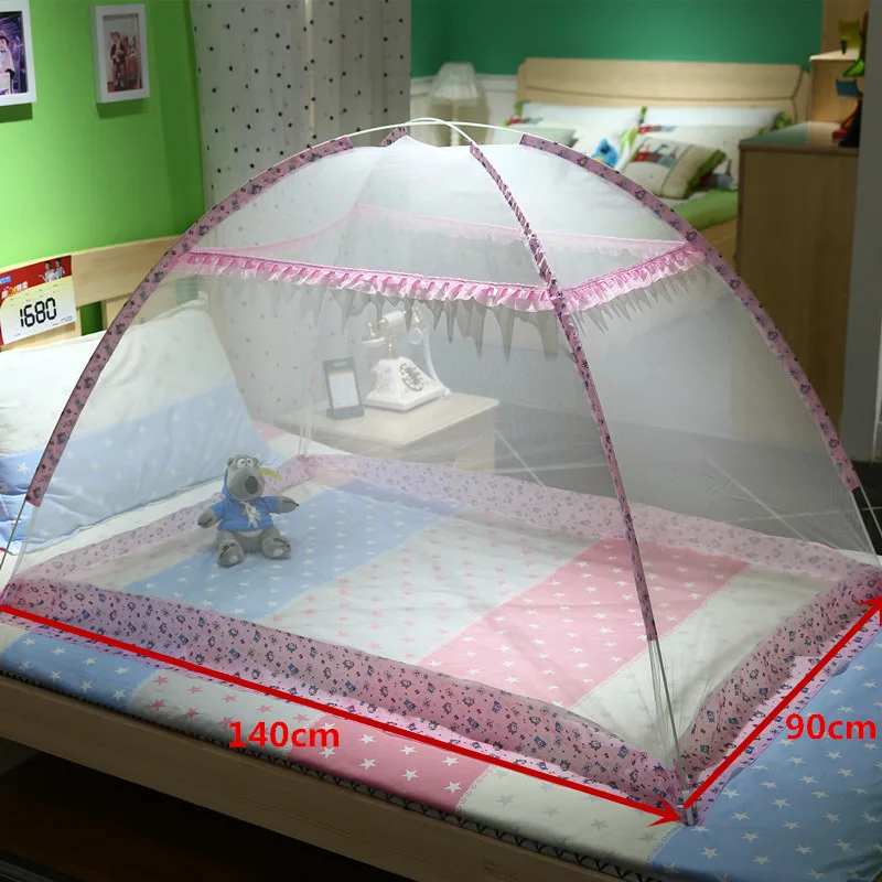 Pink 90x140cm Летняя портативная 2 размера детская кроватка сетка для От 0 до 6 лет детская складная детская противомоскитная сетка кроватка для новорожденного палатка противомоскитная сетка - Цвет: Pink 90x140cm