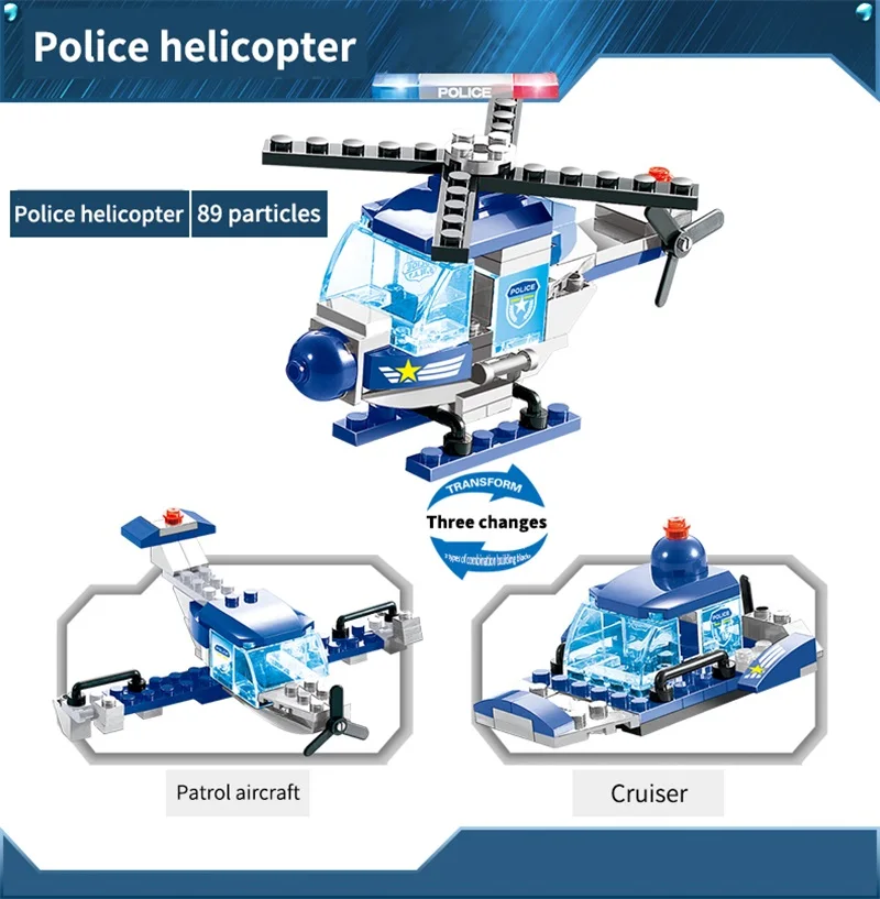 8 в 1 762 шт. городской полицейский участок строительные блоки автомобиль вертолет