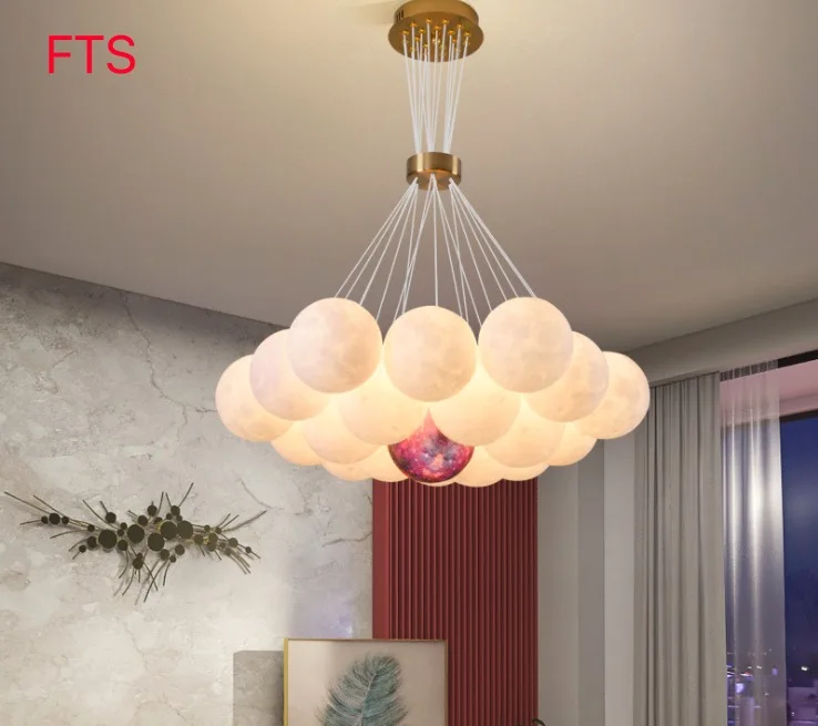 

Скандинавская гостиная люстра простой современный светодиодный потолочный светильник для спальни светильник детской комнаты в виде шара пузыря 3D лампы в виде Луны