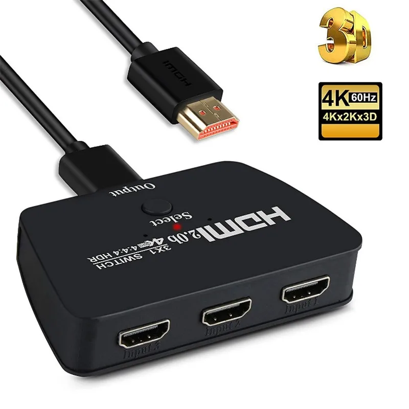 Переключатель HDMI 3 в 1 Full HD 1080P 4K * 2K, поддержка HDMI 2,0 HDCP 2,2 цветовой формат RGB (YUV:4:4:4)