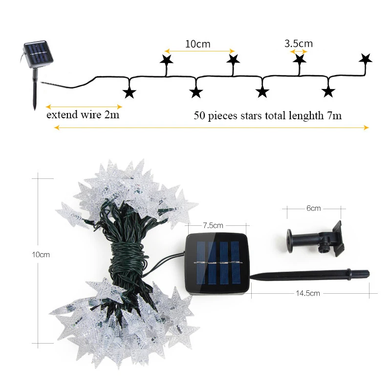 

New Solar String Light Outdoor Star String Light Waterproof Fairy Garlands Garden Christmas Tree Wedding Decoration Gardening