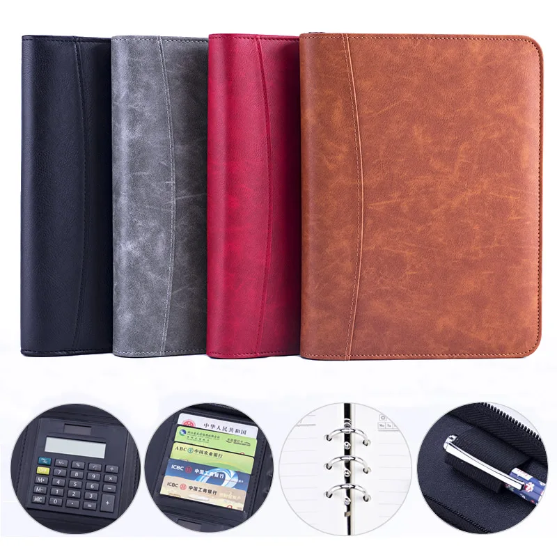 Kawaii Искусственная кожа A5 органайзеры с калькулятором папка на молнии Тетрадь