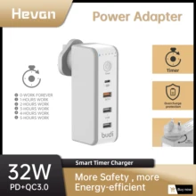 Budi USB Quick Travel Charger 32W PD Type C 20W QC3.0 18W Power Adapter Supply For Phone Accessories With Time Control Function