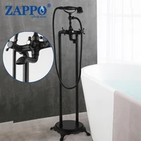 ZAPPO Classic Style Matte Black Clawfoot Bath Shower Faucet Set Freestanding Shower Diverter  Bathtub Filler Mixer Taps