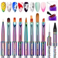 rainbow nail painting brush drawing pens gel manicure acrylic uv extension pen liner dotting carving pull line point drill pen