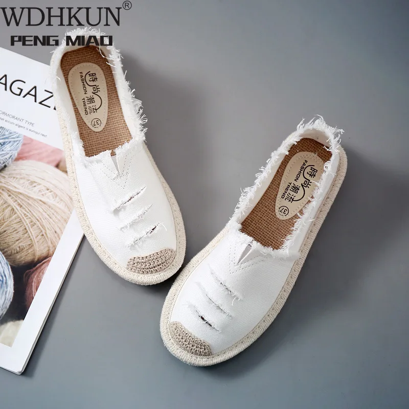 

Туфли женские холщовые, дышащие, без застежки, лоферы, плоская подошва, повседневная обувь, лето