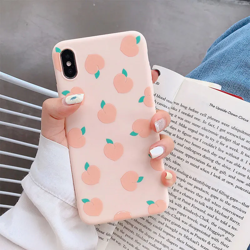002 Карамельный розовый чехол для девочек iPhone X XS 11 Pro Max XR летний силиконовый чехол с изображением персиковых фруктов и цветов авокадо для iPhone 7 6 6S 8 Plus чехол - Цвет: 002