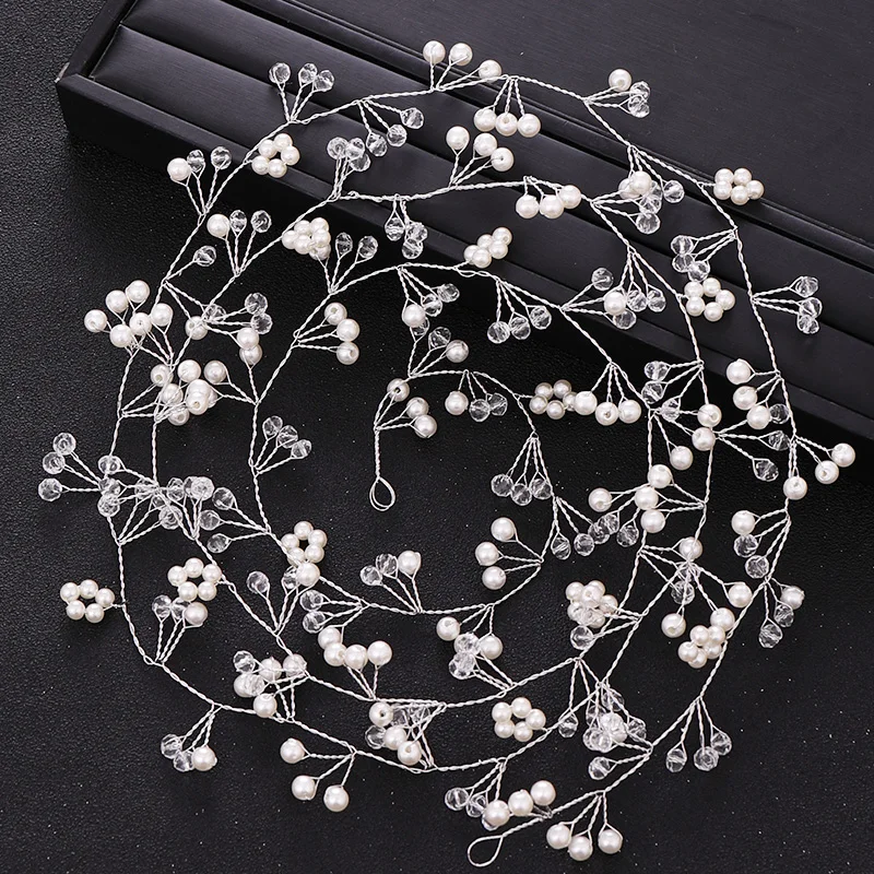 

Wedding Headband tiara Bridal Headpieces Silver color Crystal Pearl Hair Vine Handmade Women Wedding Hair Jewelry Accessories