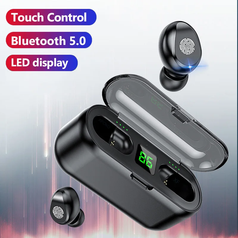 Наушники вкладыши TWS с F9 Беспроводной наушники стерео спортивные гарнитуры Bluetooth