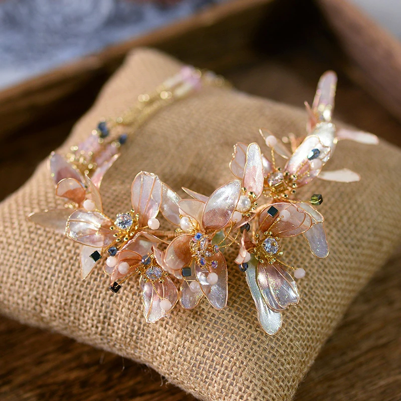 

Handmade Vintage Flowers Brides Sticks Bridal Barrettes Headdress Crystal Wedding Hair Accessory Evening Hair Jewelry