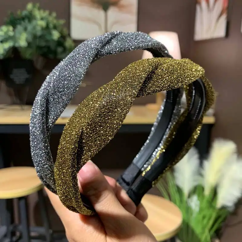 Leveo Twist Hairband для женщин Глянцевая s-образная головная повязка для волос ободок для девочек Новые плетеные головные повязки обруч для волос аксессуары
