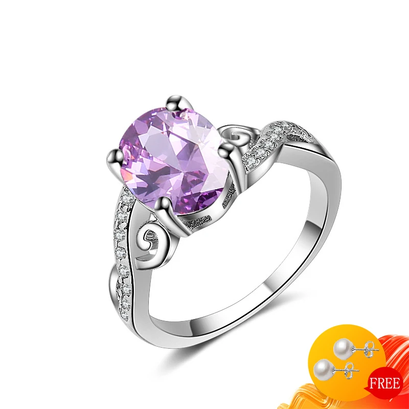 Модные кольца для женщин 925 Серебряное ювелирное изделие овальной формы аметиста
