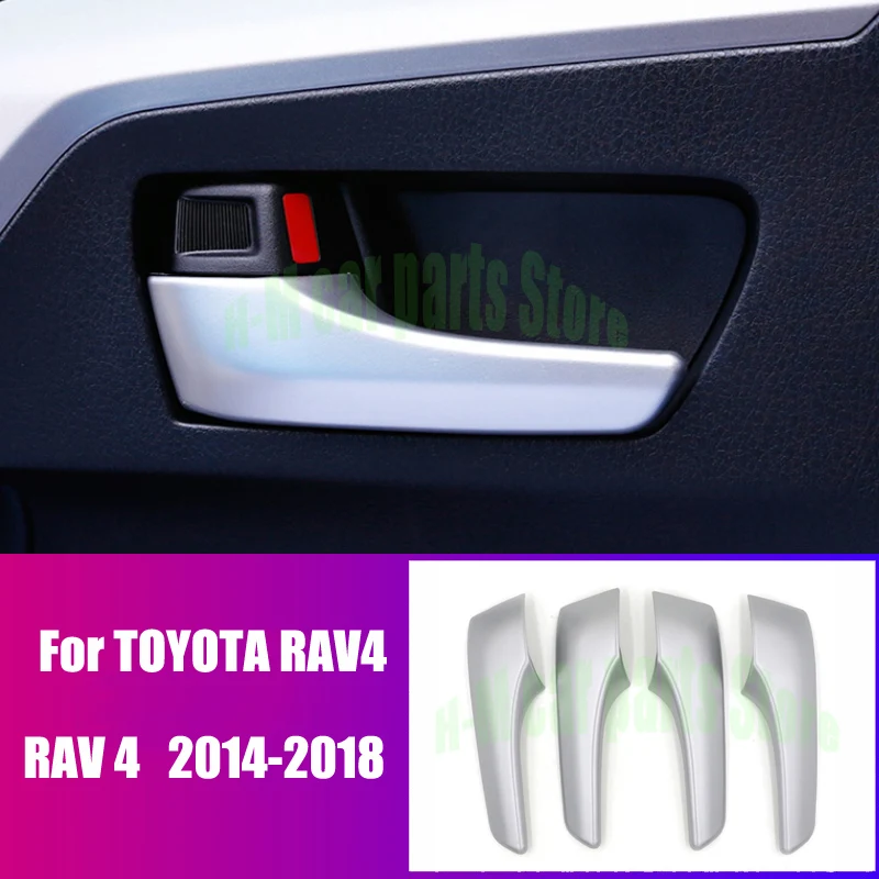 

For Toyota RAV4 2014 2018 2019 Interior Trim ABS Matte Chrome Decoration Door Handle Cover Styling Auto accessories Trim