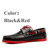 men genuine leather docksides classic boat shoesmen designer sneakers for homme femme black red navy blue brown loafers y021