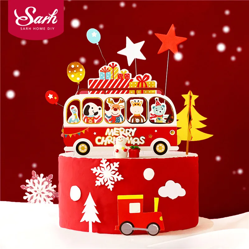 Рождественский Топпер для торта Happy Bus рождественской вечеринки декор в виде