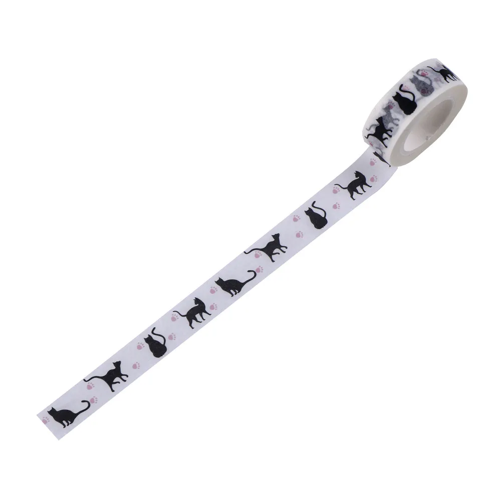 1 шт. Хэллоуин лента с котиками Скрапбукинг планировщик Маскировочная лента DIY декоративная клейкая лента ленты 1,5 см* 10 м