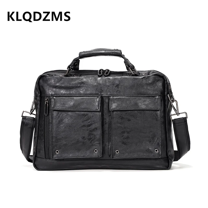 KLQDZMS Fashion PU Handbag Multifunctional Casual Briefcases Men's Multi-Compartment Laptop-Bag Male Shoulder Bags